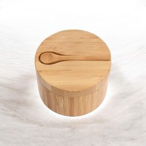 Bamboo Round Spice Box with Spoon